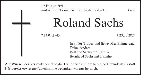Anzeige von Roland Sachs von MGO