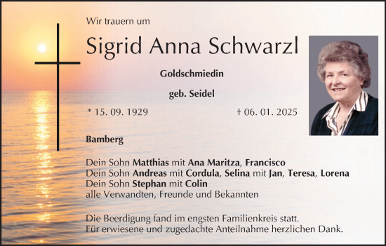 Anzeige von Sigrid Anna Schwarzl von MGO