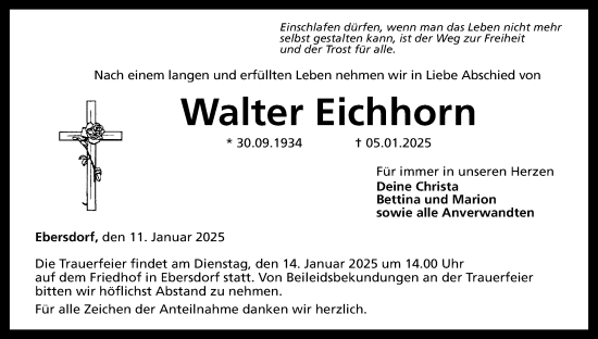 Anzeige von Walter Eichhorn von MGO