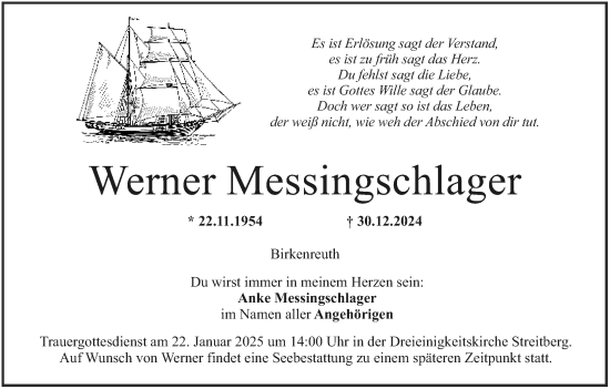 Anzeige von Werner Messingschlager von MGO