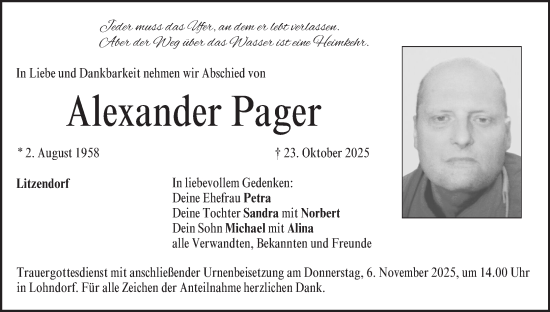 Anzeige von Alexander Pager von MGO Anzeige von Alexander Pager von MGO