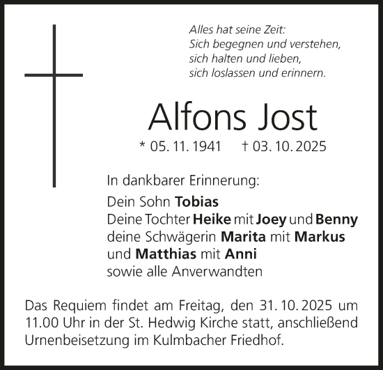 Anzeige von Alfons Jost von MGO