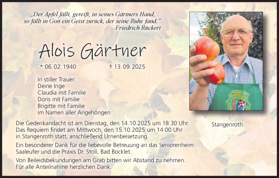 Anzeige von Alois Gärtner von MGO