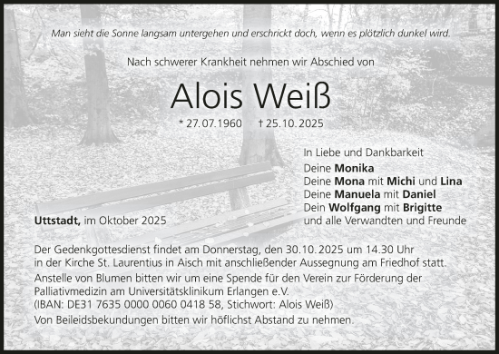 Anzeige von Alois Weiß von MGO