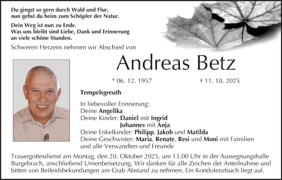Anzeige von Andreas Betz von MGO