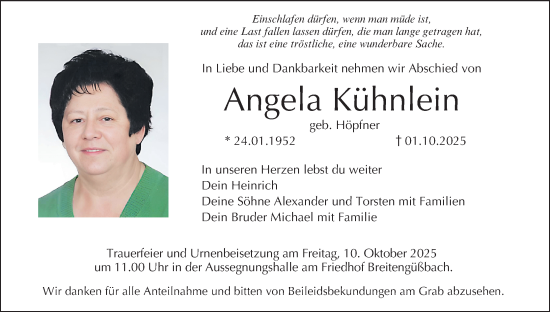 Anzeige von Angela Kühnlein von MGO