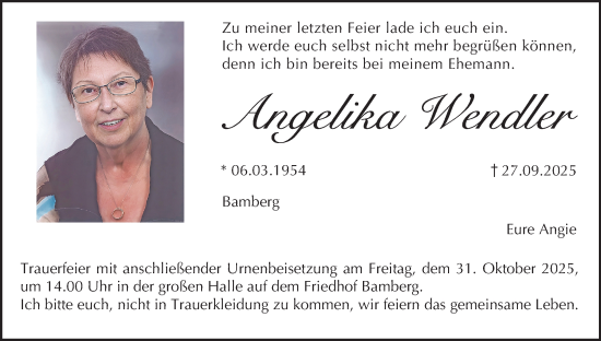 Anzeige von Angelika Wendler von MGO Anzeige von Angelika Wendler von MGO