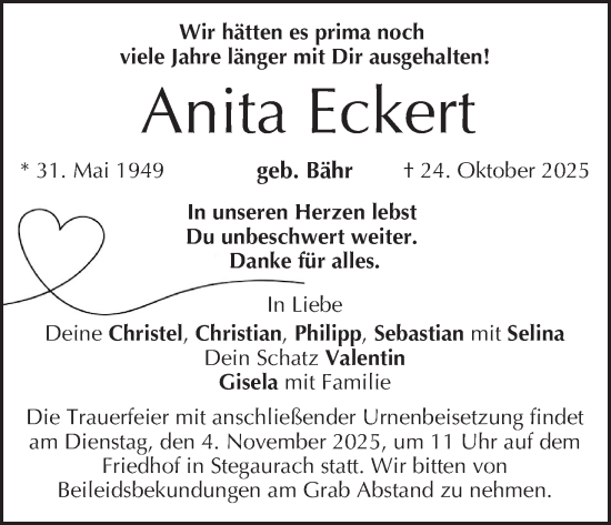 Anzeige von Anita Eckert von MGO