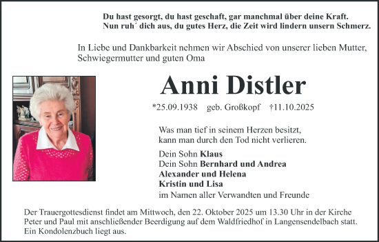 Anzeige von Anni Distler von MGO Anzeige von Anni Distler von MGO