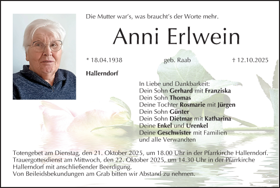 Anzeige von Anni Erlwein von MGO Anzeige von Anni Erlwein von MGO