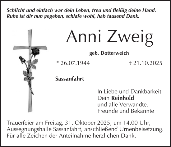 Anzeige von Anni Zweig von MGO Anzeige von Anni Zweig von MGO