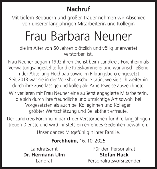 Anzeige von Barbara Neuner von MGO Anzeige von Barbara Neuner von MGO
