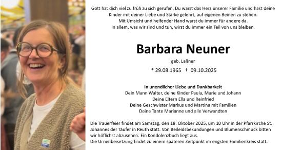 Anzeige von Barbara Neuner von MGO Anzeige von Barbara Neuner von MGO