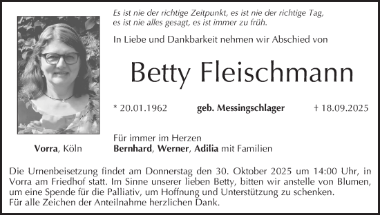 Anzeige von Betty Fleischmann von MGO Anzeige von Betty Fleischmann von MGO