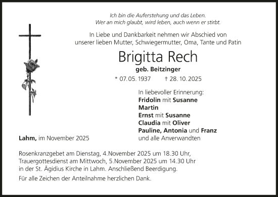 Anzeige von Brigitta Rech von MGO Anzeige von Brigitta Rech von MGO