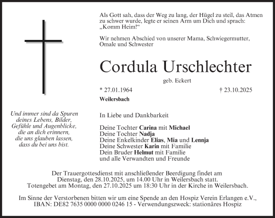 Anzeige von Cordula Urschlechter von MGO Anzeige von Cordula Urschlechter von MGO