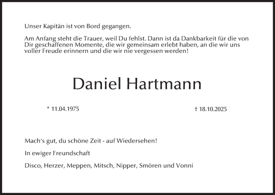 Anzeige von Daniel Hartmann von MGO