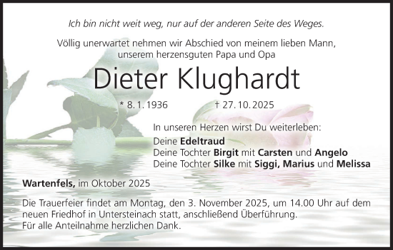 Anzeige von Dieter Klughardt von MGO Anzeige von Dieter Klughardt von MGO