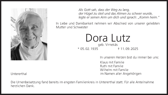Anzeige von Dora Lutz von MGO