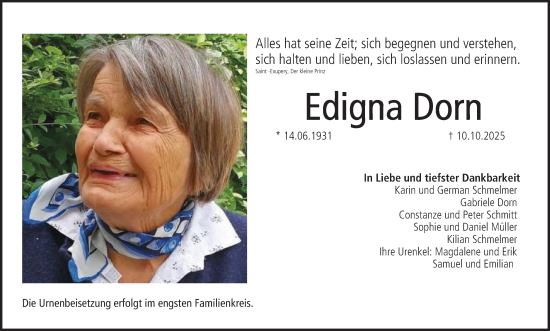 Anzeige von Edigna Dorn von MGO Anzeige von Edigna Dorn von MGO