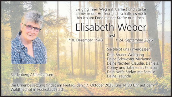 Anzeige von Elisabeth Weber von MGO