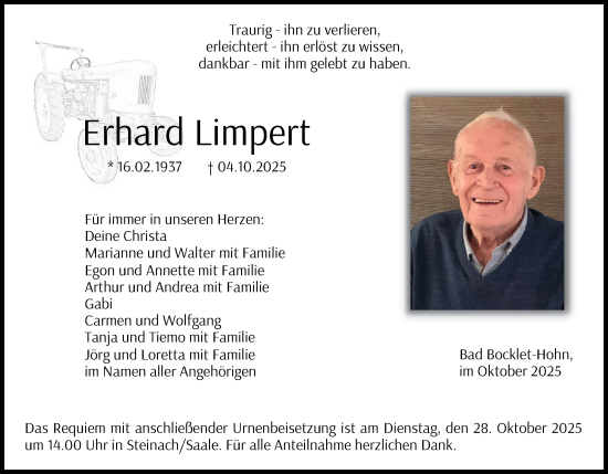 Anzeige von Erhard Limpert von MGO