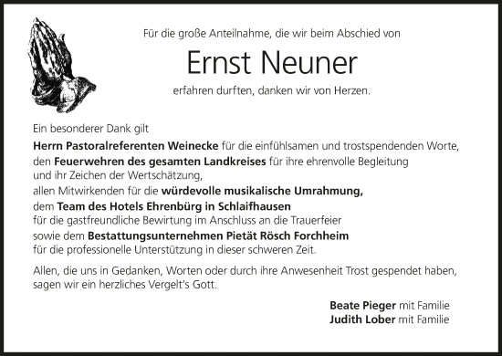 Anzeige von Ernst Neuner von MGO
