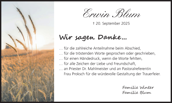 Anzeige von Erwin Blum von MGO