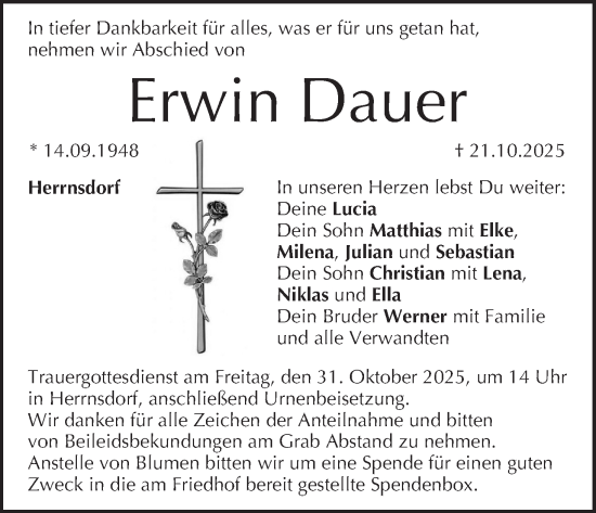 Anzeige von Erwin Dauer von MGO Anzeige von Erwin Dauer von MGO