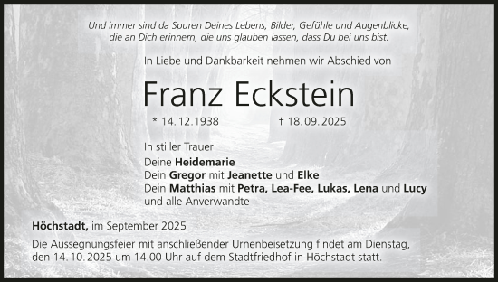 Anzeige von Franz Eckstein von MGO Anzeige von Franz Eckstein von MGO