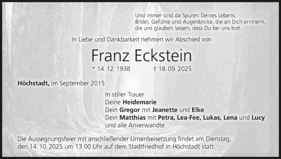 Anzeige von Franz Eckstein von MGO Anzeige von Franz Eckstein von MGO