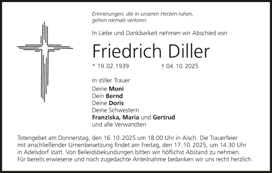 Anzeige von Friedrich Diller von MGO Anzeige von Friedrich Diller von MGO