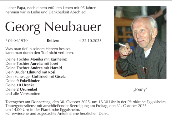 Anzeige von Georg Neubauer von MGO Anzeige von Georg Neubauer von MGO