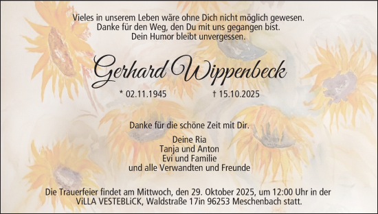 Anzeige von Gerhard Wippenbeck von MGO Anzeige von Gerhard Wippenbeck von MGO