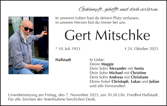 Anzeige von Gert Mitschke von MGO