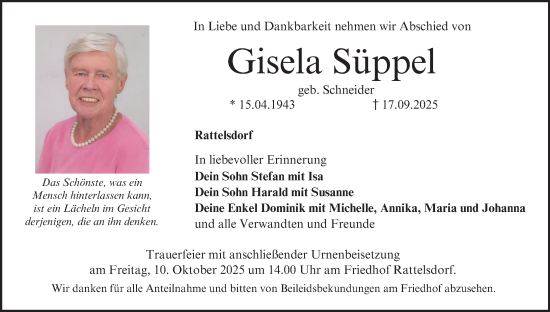 Anzeige von Gisela Süppel von MGO
