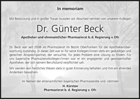 Anzeige von Günter Beck von MGO Anzeige von Günter Beck von MGO