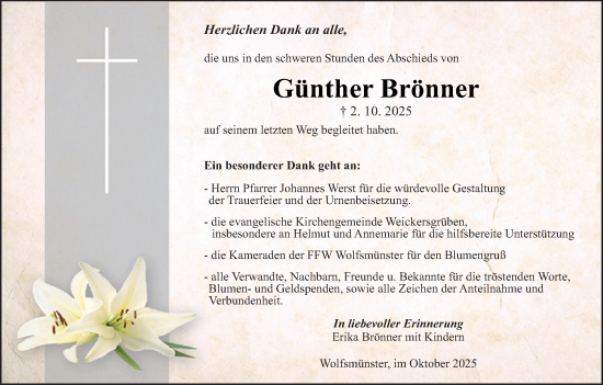 Anzeige von Günther Brönner von MGO