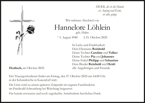 Anzeige von Hannelore Löhlein von MGO