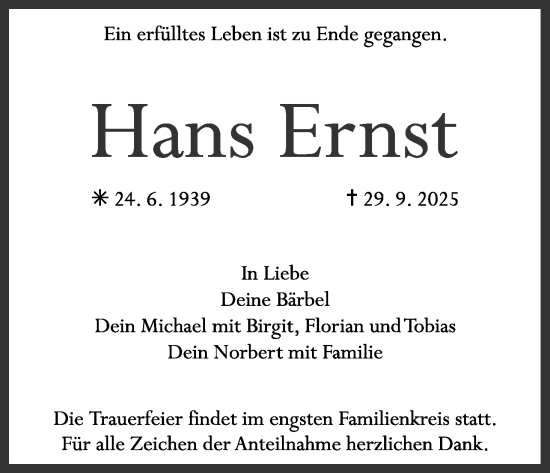 Anzeige von Hans Ernst von MGO