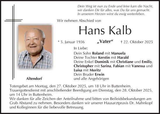 Anzeige von Hans Kalb von MGO Anzeige von Hans Kalb von MGO