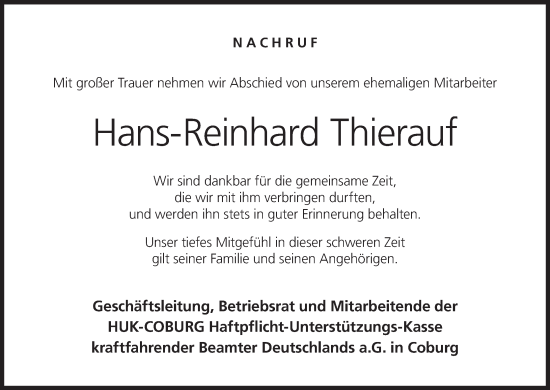 Anzeige von Hans-Reinhard Thierauf von MGO Anzeige von Hans-Reinhard Thierauf von MGO