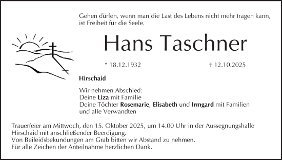 Anzeige von Hans Taschner von MGO Anzeige von Hans Taschner von MGO