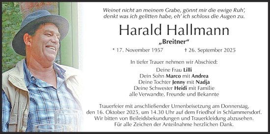 Anzeige von Harald Hallmann von MGO Anzeige von Harald Hallmann von MGO