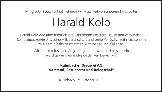 Anzeige von Harald Kolb von MGO