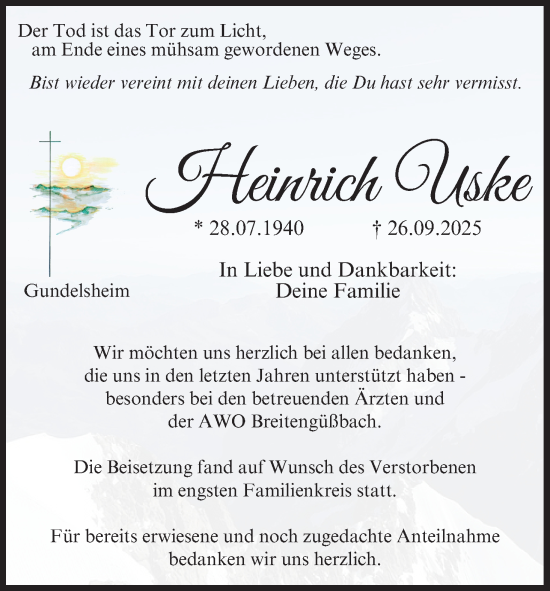 Anzeige von Heinrich Uske von MGO