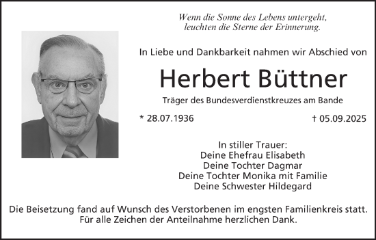Anzeige von Herbert Büttner von MGO