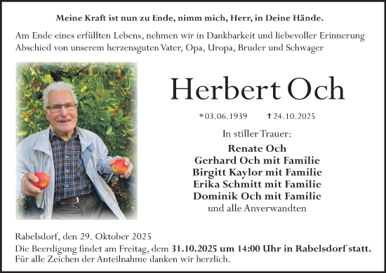 Anzeige von Herbert Och von MGO Anzeige von Herbert Och von MGO