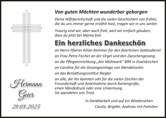 Anzeige von Hermann Geier von MGO Anzeige von Hermann Geier von MGO