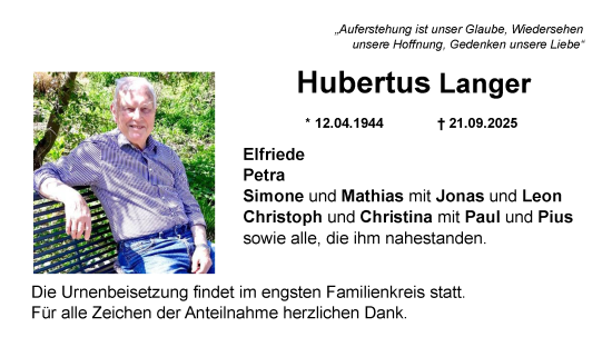 Anzeige von Hubertus Langer von MGO